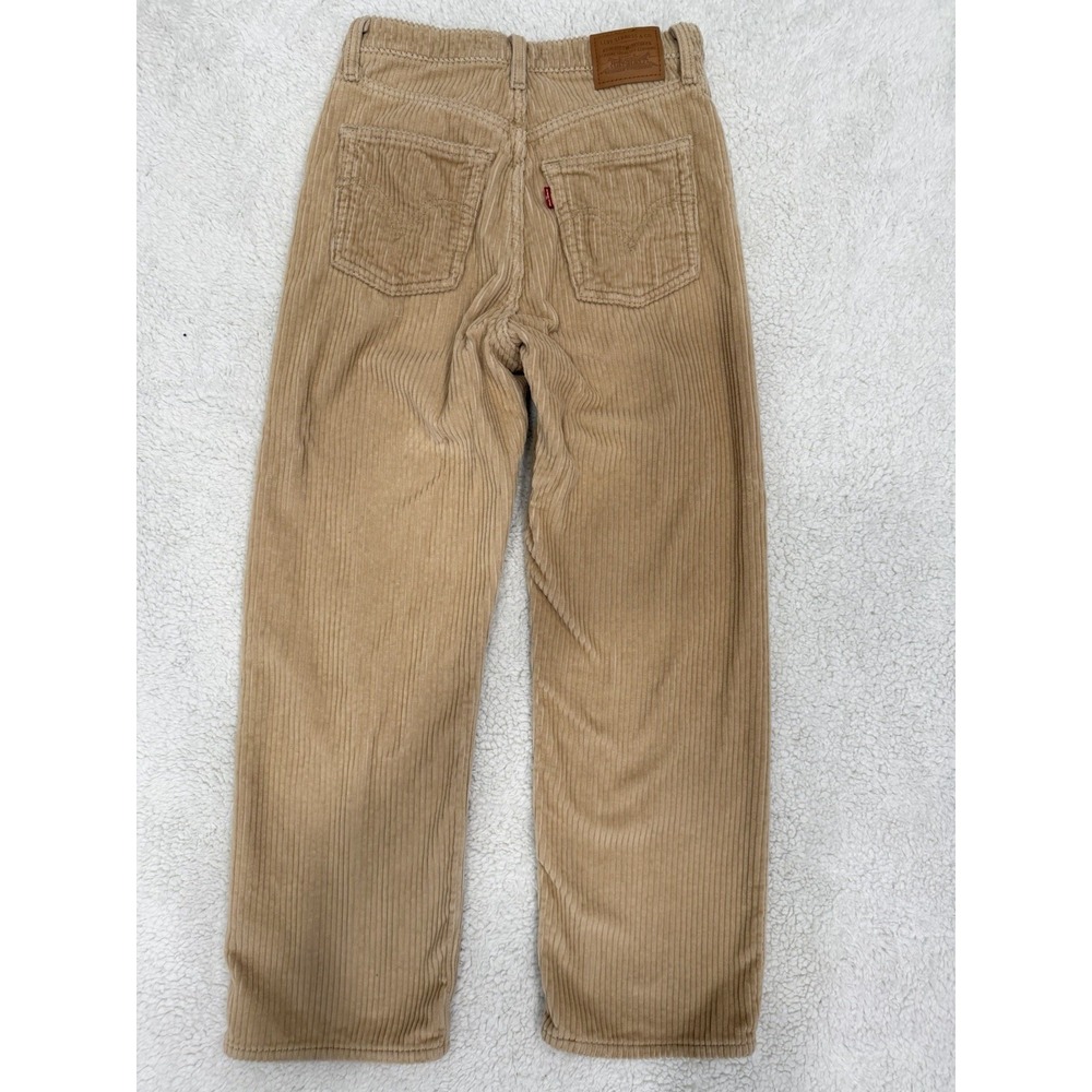 Levi Corduroy Pants Size 27 Tan Wide Leg High Rise Cotton Casual Retro Chic - Picture 6 of 11